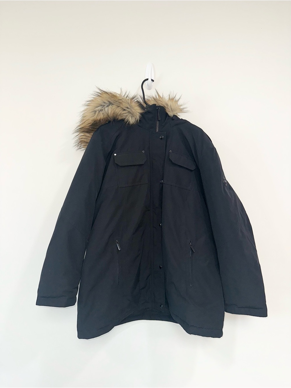 Michael Kors Black Parka with Faux Fur Hood